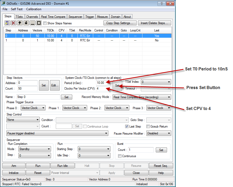 Clock and Clocks Per Vector (CPV) Configuration